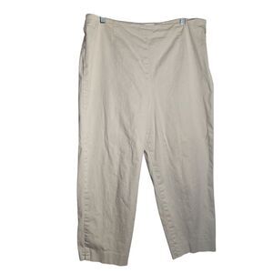 Talbots Womens Capri Pants Stretch Beige Khaki Casual Side Zip Cotton Size 16